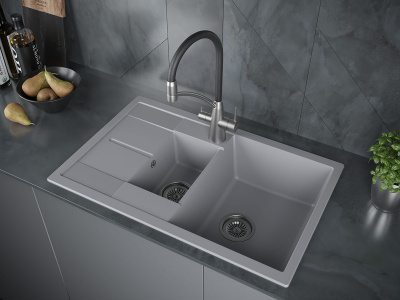 Мойка FLUGEN 60/1,5, IT-GRANIT, PM237850-GRM, серый металлик, 775х495 мм, Paulmark - купить в интернет-магазине Sun-buy