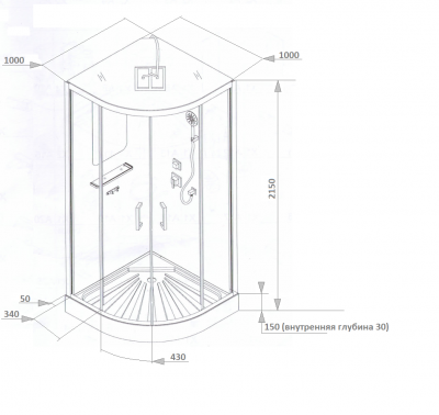Кабина VIVA101B душевая Ceruttispa (100x100x215) - купить в интернет-магазине Sun-buy