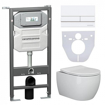 Сет инсталляций 4 в 1 с кнопка, унитаз, шумоизоляция Ceramicanova  Cn3001_1002W_1000 - купить в интернет-магазине Sun-buy