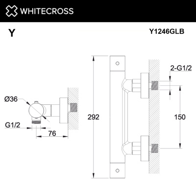 Смеситель термостатический для душа WHITECROSS Y Y1246GLB (брашированное золото) Y1246GLB - купить в интернет-магазине Sun-buy