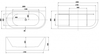 Акриловая ванна Aquanet Family Elegant A 180x80 3805-N-MW - купить в интернет-магазине Sun-buy